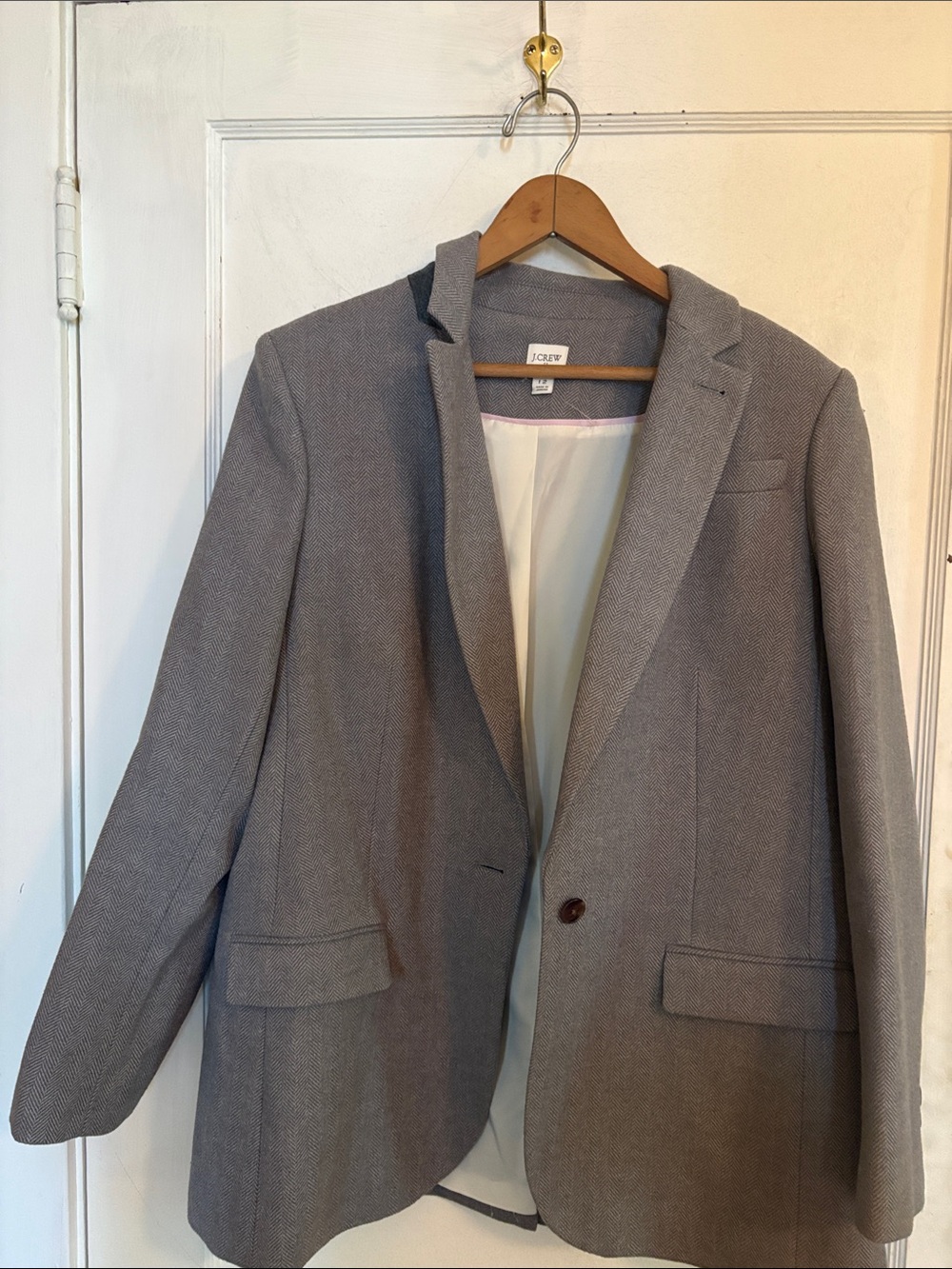 J. Crew Men's Light Gray Textured Herringbone Blazer